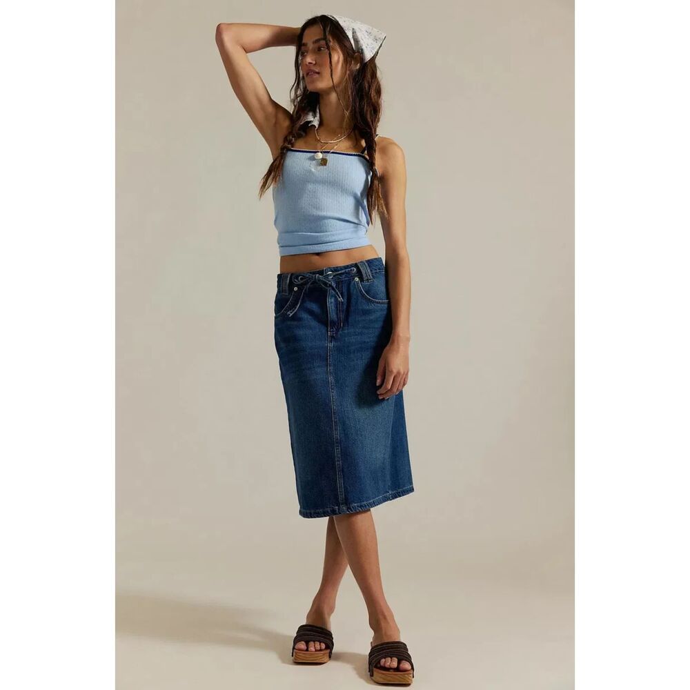Free People We The Free Stella Denim Column Skirt Indigo size 26 NWT